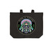 Sacred Bloom, a Deep Black Cotton Canvas Tote Bag (back-view)