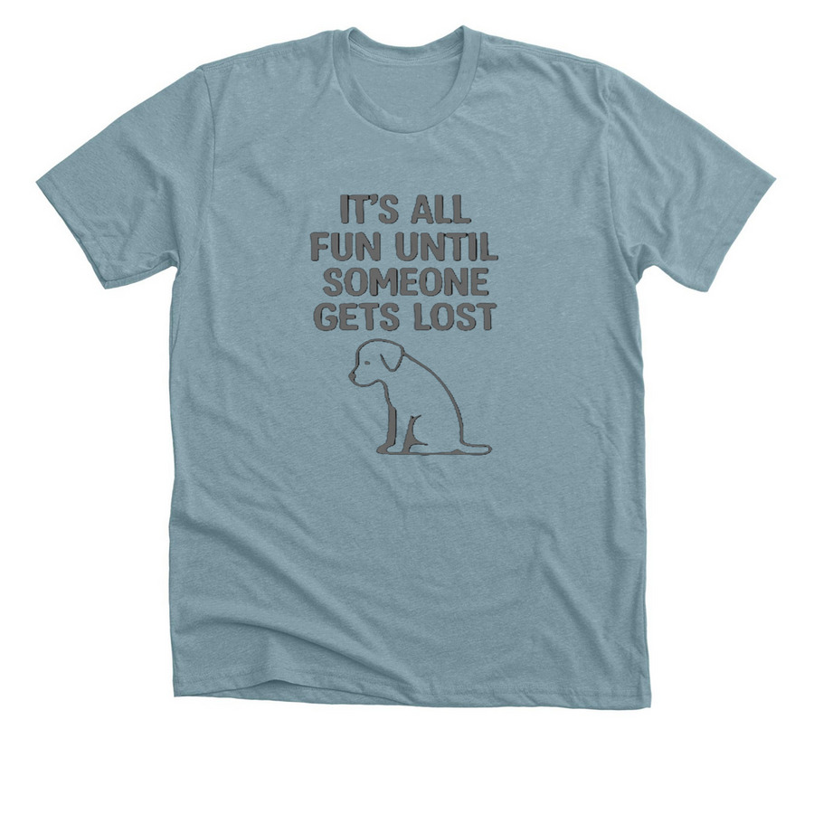 Chip Your Dog, a Heather Blue Lagoon Premium Unisex Tee