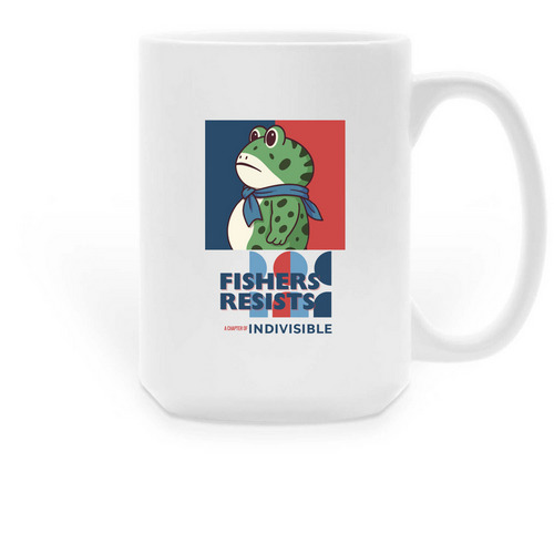 Fishers Resists Frog Mug, a White Large Coffee Mug