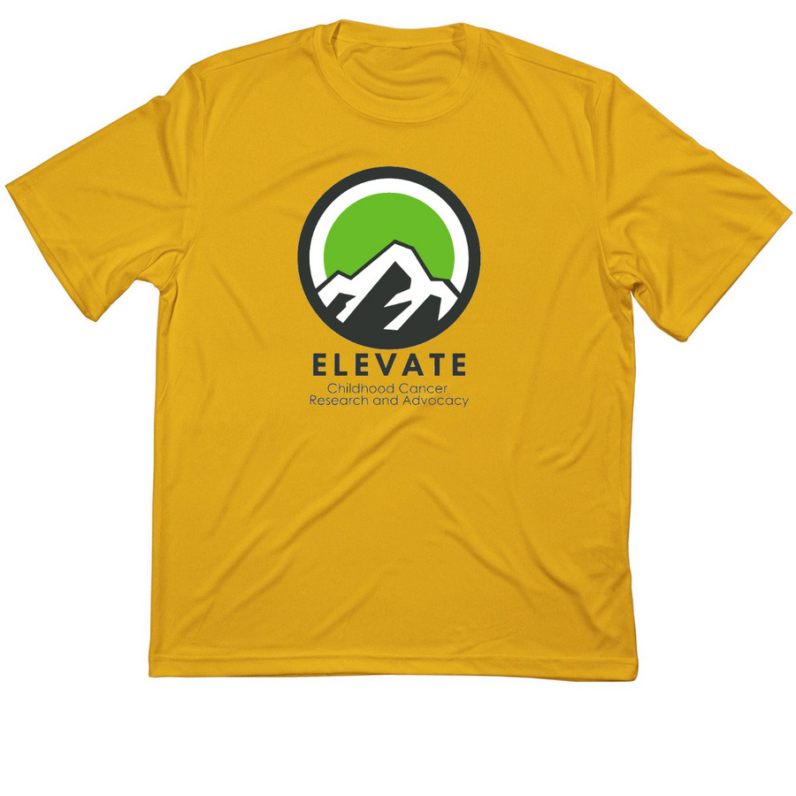 Elevate Childhood Cancer Research and Advocacy, a Gold Classic Performance Tee