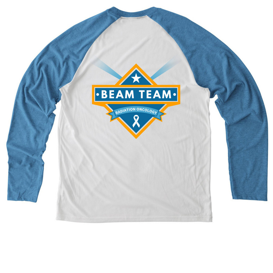 Jimmy Fund Walk 2026, a Azure Blue/ Bright White Allmade Eco Triblend Colorblock Raglan Long Sleeve Tee (back-view)