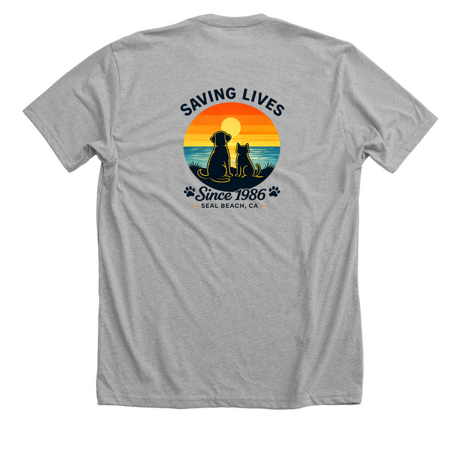 SBACC Logo and Design Premium Unisex Tee, a Athletic Heather Premium Unisex Tee (back-view)