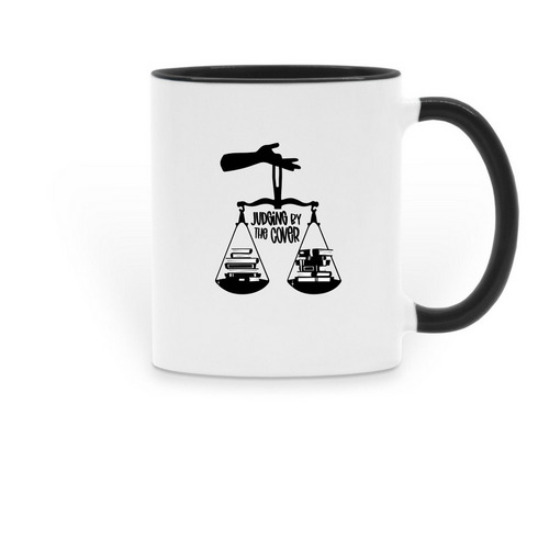 Judging by the Cover Logo Mug, a Black Two-Tone Ceramic Mug