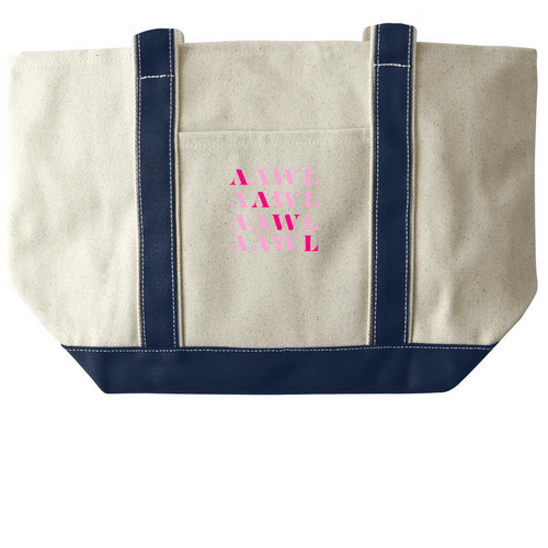 AAWL Tote, a Natural/Navy Large Two-Tone Canvas Tote Bag