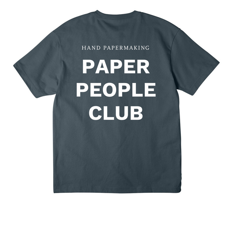 Hand Papermaking Paper People Club Shirt, a Vintage Navy Unisex Heavyweight Tee (back-view)