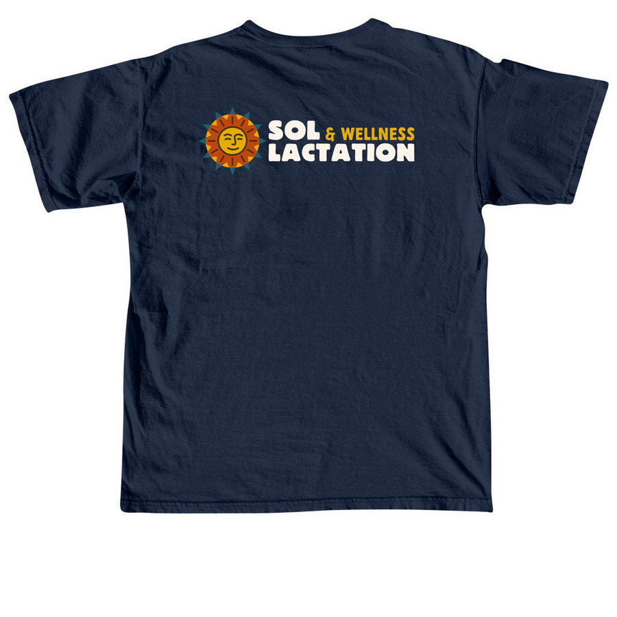 Sol Woman (Mustard) Youth Tee, a True Navy Comfort Colors Youth Tee (back-view)