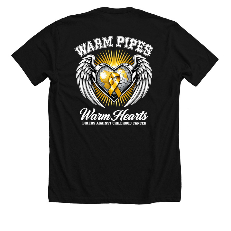 Bikers Against CHildhood Cancer, a Solid Black Blend Premium Unisex Tee (back-view)