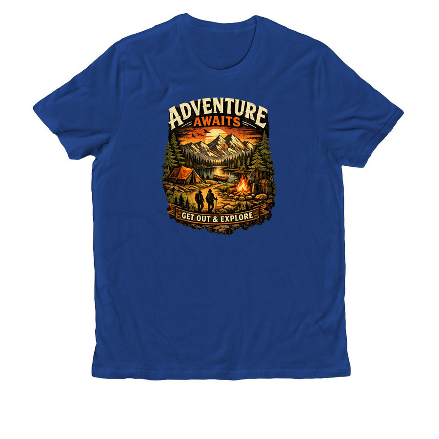 Adventure Awaits ? Get Out & Explore, a Andromeda Blue Allmade Organic Cotton Unisex Tee