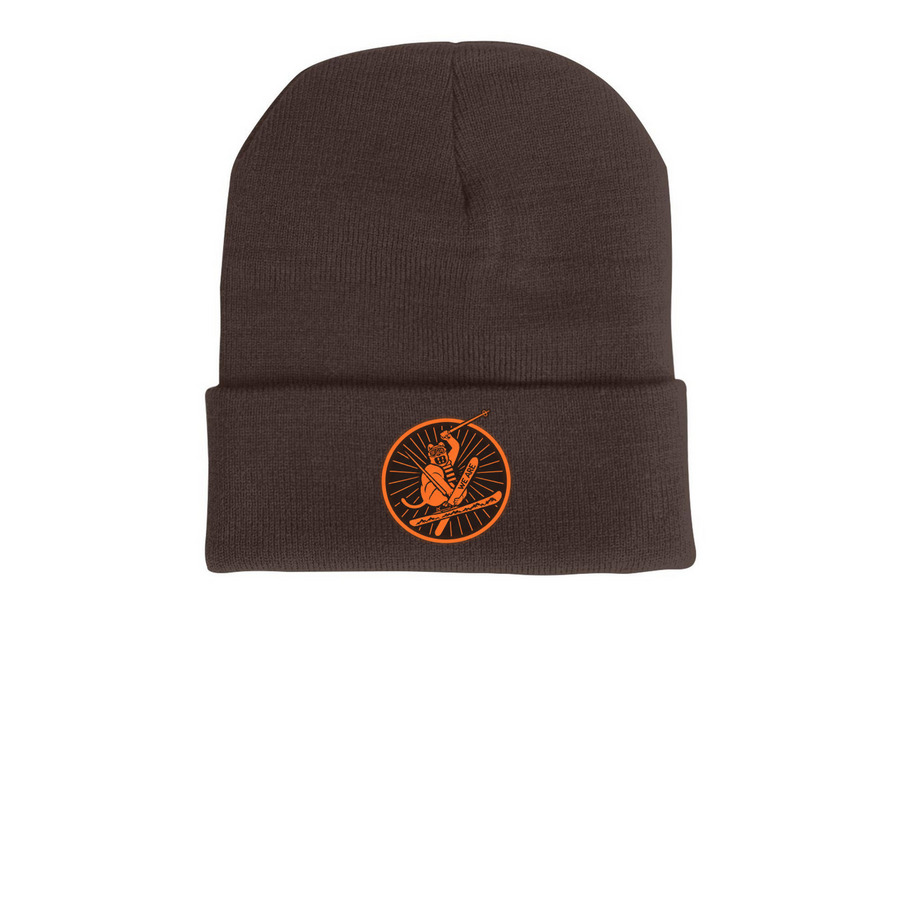 Skimeister Beanies, a Brown Printed Cuffed Beanie