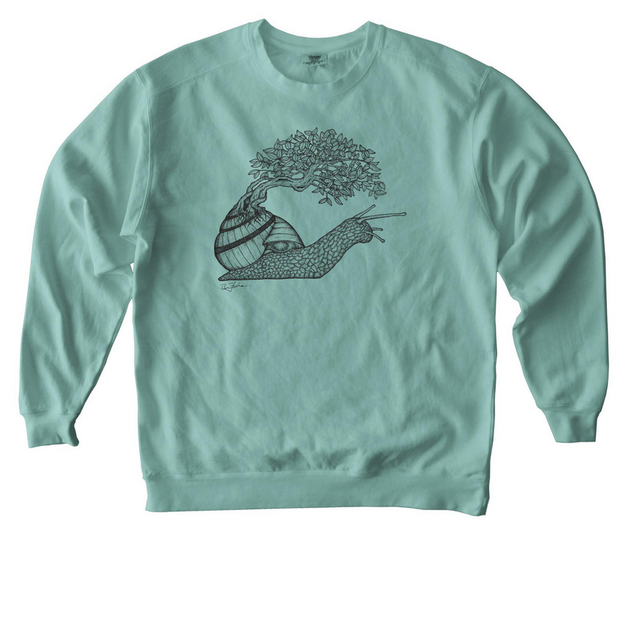 Bonsai Snail, a Seafoam Comfort Colors Crewneck Sweatshirt