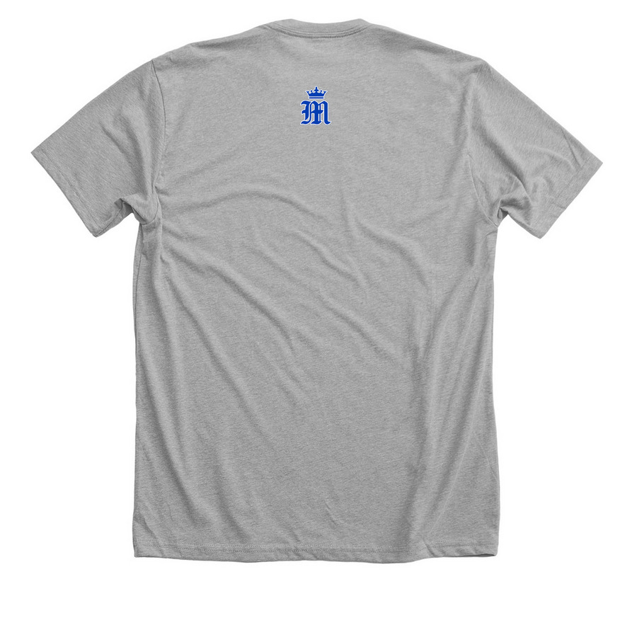 MONARCHS ROYAL AND RED, a Athletic Heather Premium Unisex Tee (back-view)