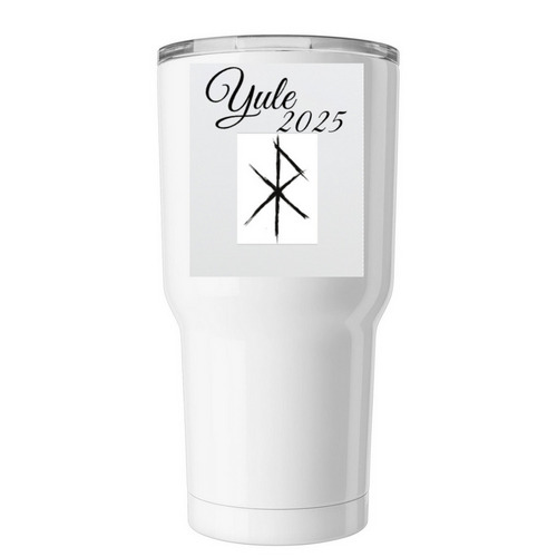 Yule 2025, a White Insulated Tumbler