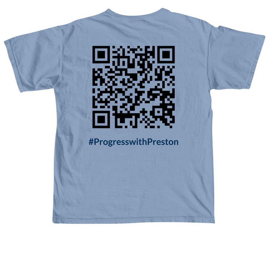 Progress with Preston, a Washed Denim Comfort Colors Unisex Tee (back-view)