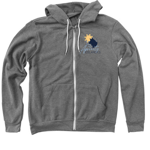 Apricity pocket logo + back, a Deep Heather Zip Up Hoodie