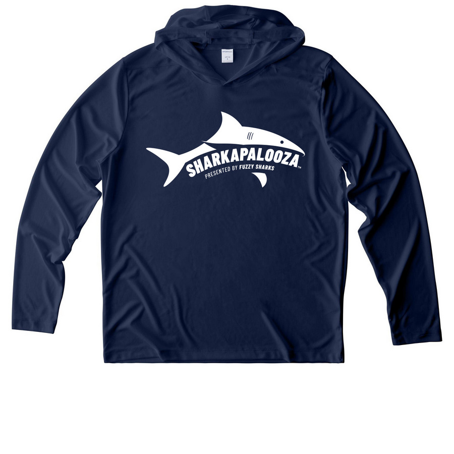 Sharkapalooza&nbsp;UV Perf. Long Sleeve Hoodie, a True Navy UV Performance Long Sleeve Hoodie