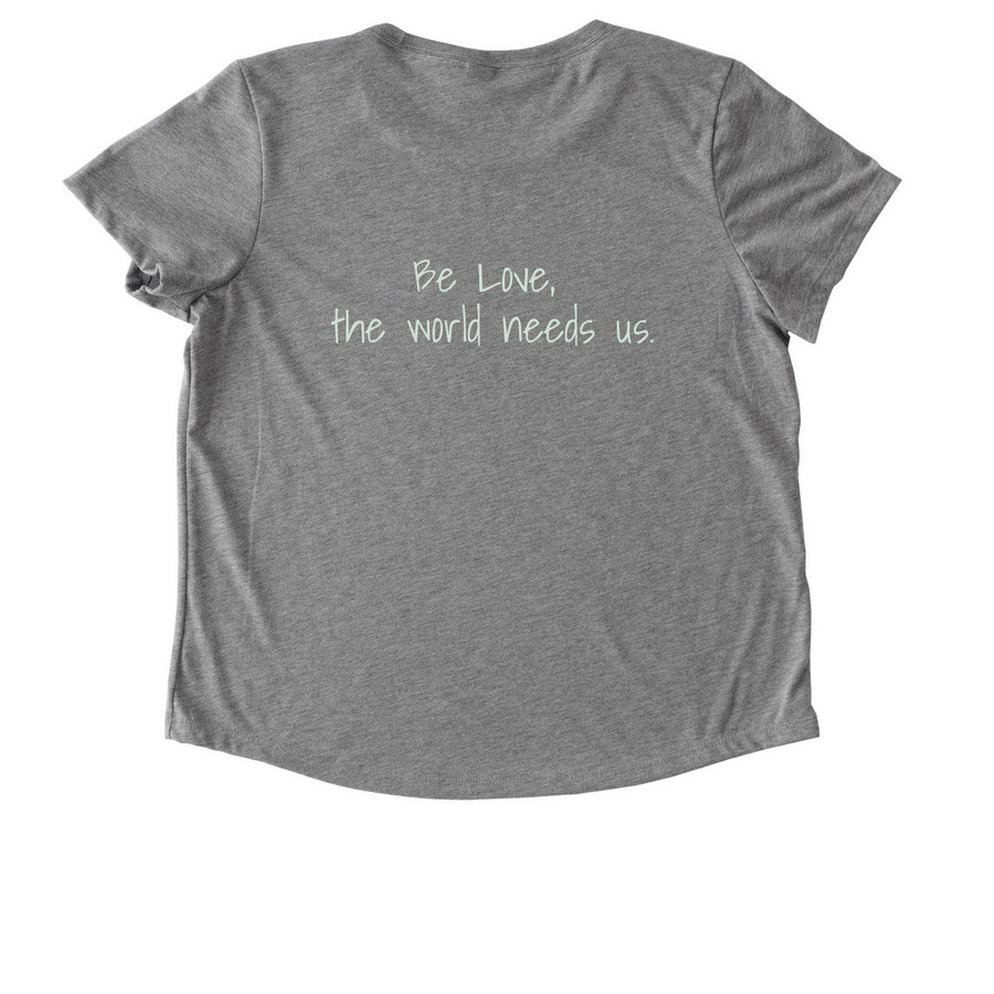 Anam Cara, a Aluminum Grey Allmade Eco Triblend Women?s Scoop Neck Tee (back-view)