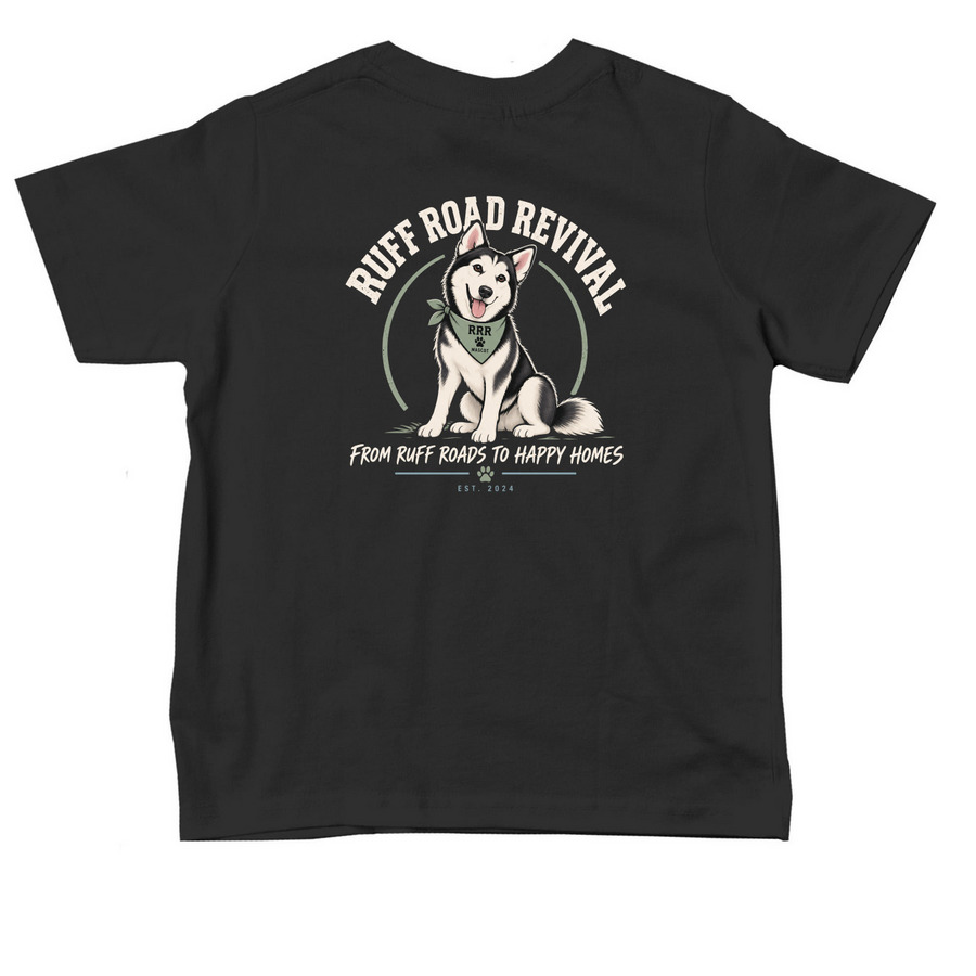 Ruff Road Revival- Toddler, a Black Toddler Tee (back-view)