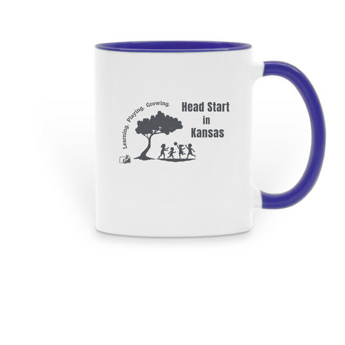 Learning. Playing. Growing., a Dark Blue Two-Tone Ceramic Mug