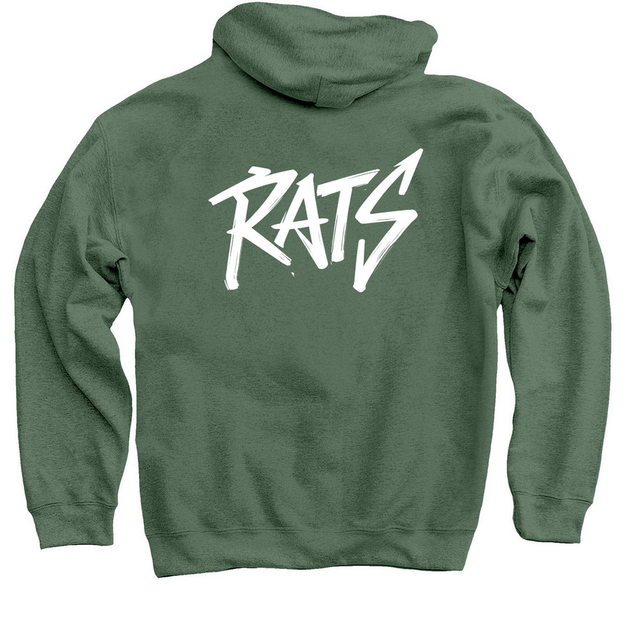 Military Green Graphic Hoodie, a Military Green Pullover Hoodie (back-view)