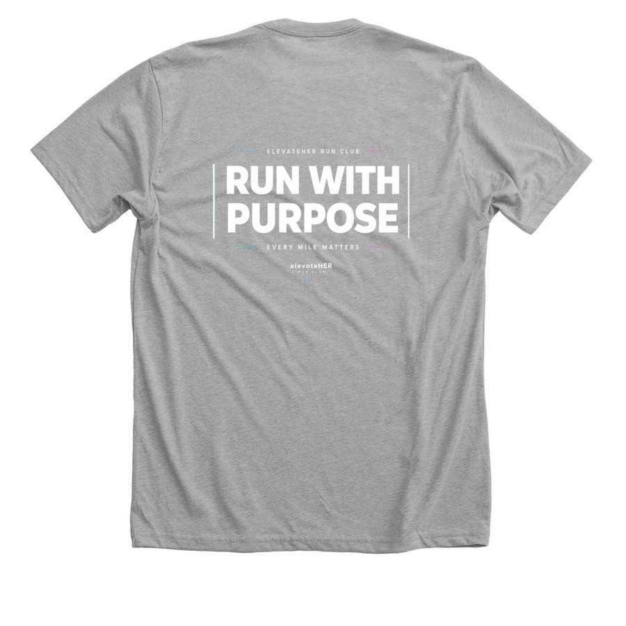 elevateHER Run Club, a Athletic Heather Premium Unisex Tee (back-view)
