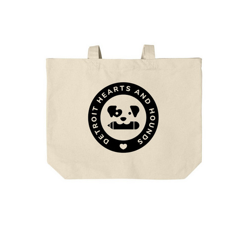 Detroit Hearts & Hounds tote bag, a Natural Cotton Canvas Tote Bag