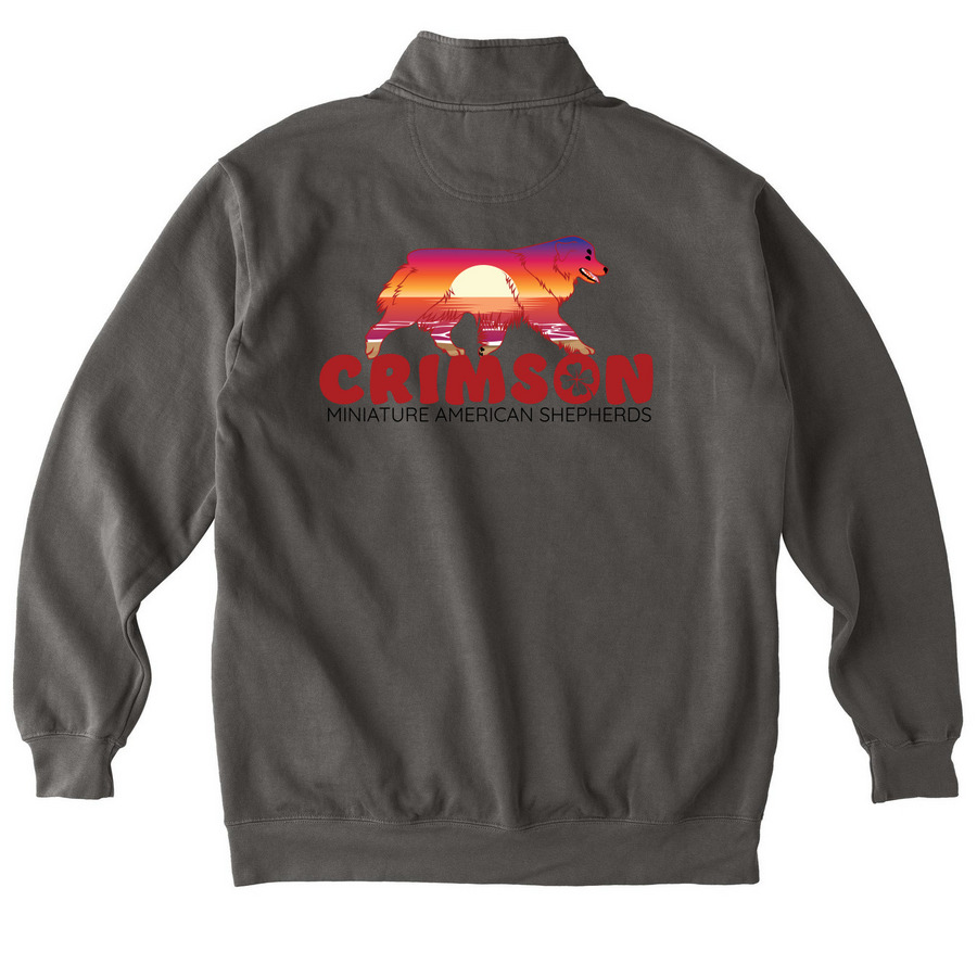 Crimson MAS, a Pepper Comfort Colors Quarter Zip Pullover (back-view)