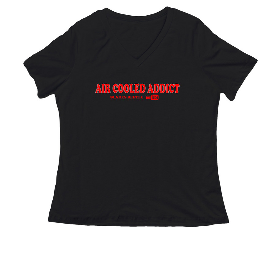 Womens Air Cooled Addict Shirts, a Black Women's Relaxed V-Neck Tee