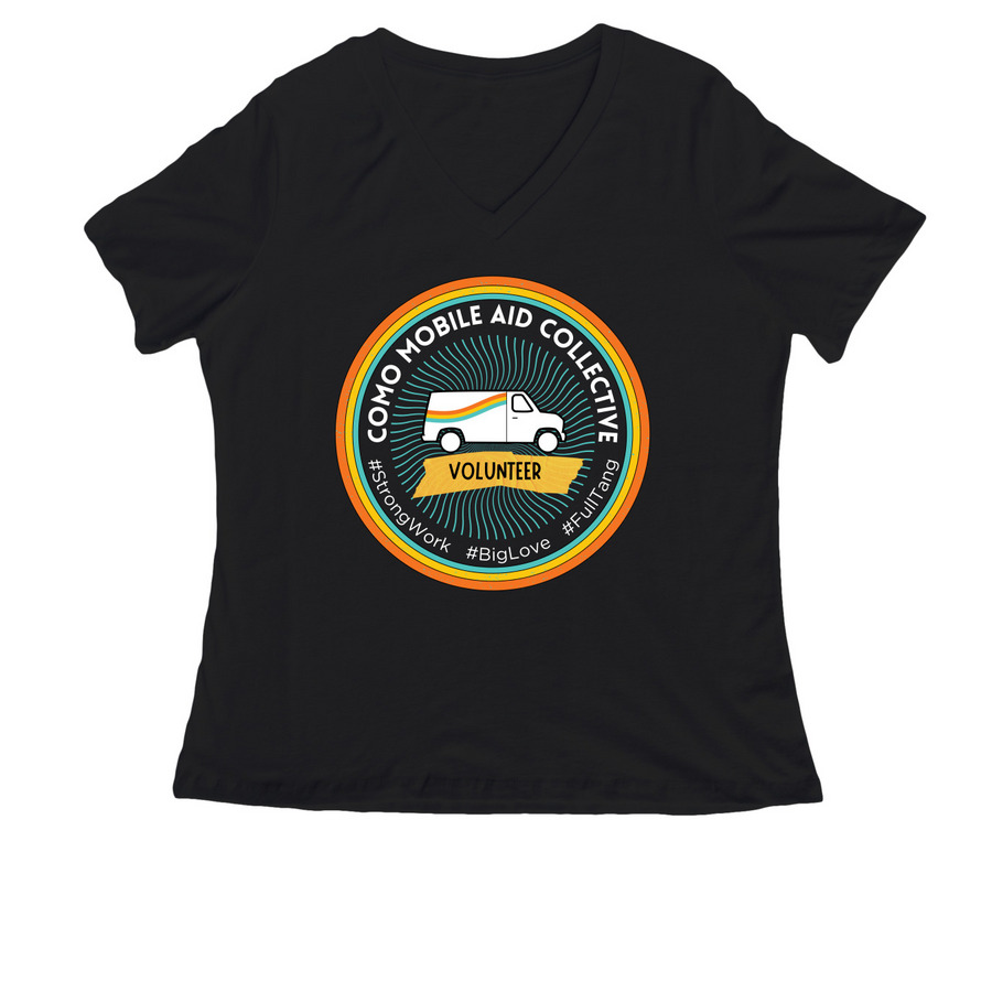 Volunteer Logo Comfort & Classic Blends, a Black Women's Relaxed V-Neck Tee