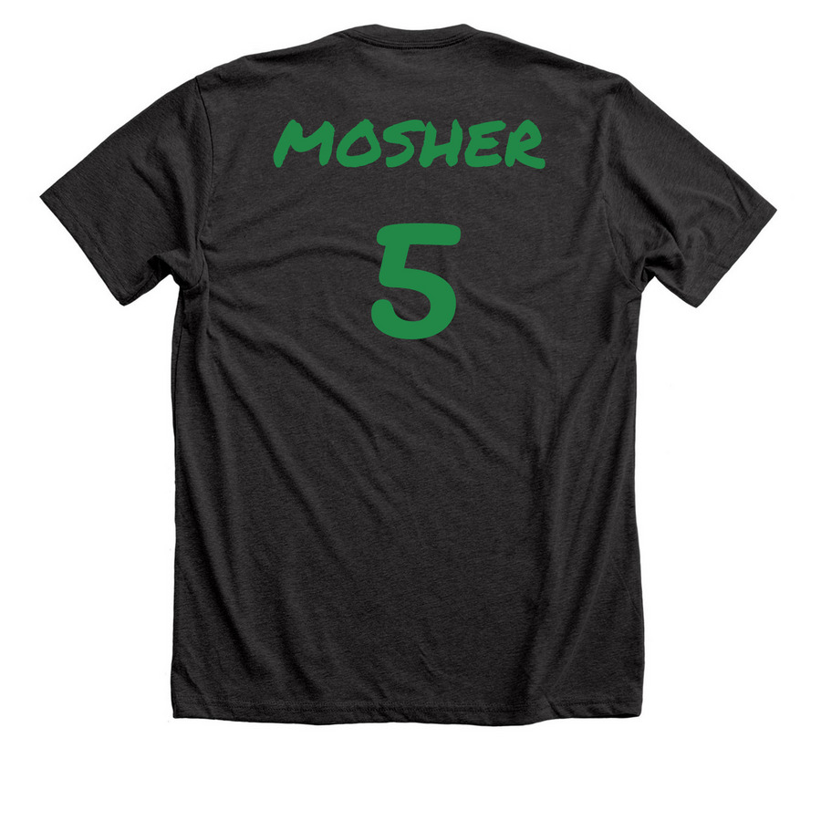 Gavin?s 2nd fight shirt, a Dark Grey Heather Premium Unisex Tee (back-view)
