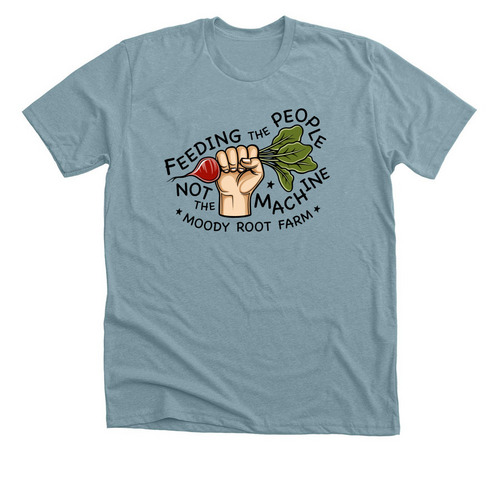 MRF Feeding the People, a Heather Blue Lagoon Premium Unisex Tee