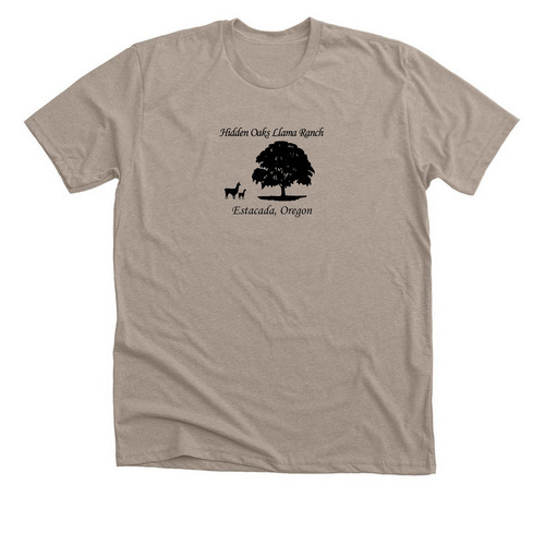 Hidden Oaks Llama Ranch, a Heather Stone Premium Unisex Tee