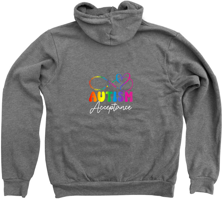 HFI Autism Acceptance 2026, a Deep Heather Zip Up Hoodie (back-view)