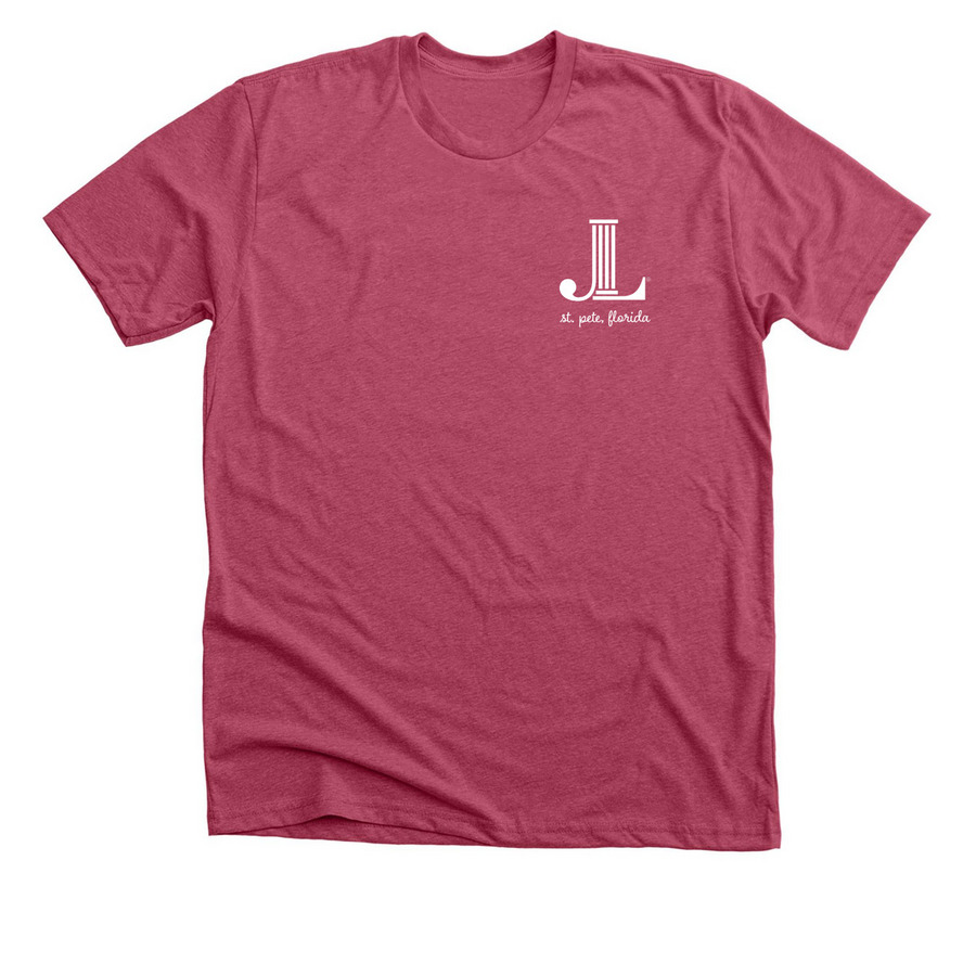 JLSP Sunshine City Palm Tree (2-Sided Print), a Heather Raspberry Premium Unisex Tee