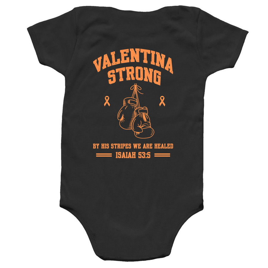 Valentina Strong, a Black Infant Onesie (back-view)