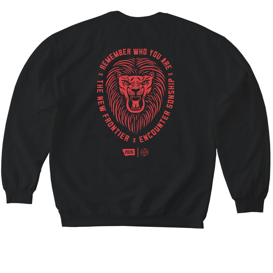 Lion (Red Logo) - 2026 Exclusive&nbsp;, a Black Softstyle Crewneck Sweatshirt (back-view)