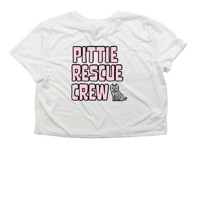 Pittie Rescue Crew, a White Women?s Flowy Cropped Tee