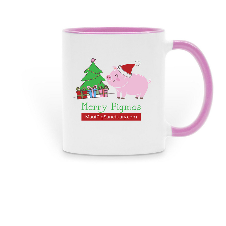 Merry Pigmas Mugs, a Pink Two-Tone Ceramic Mug