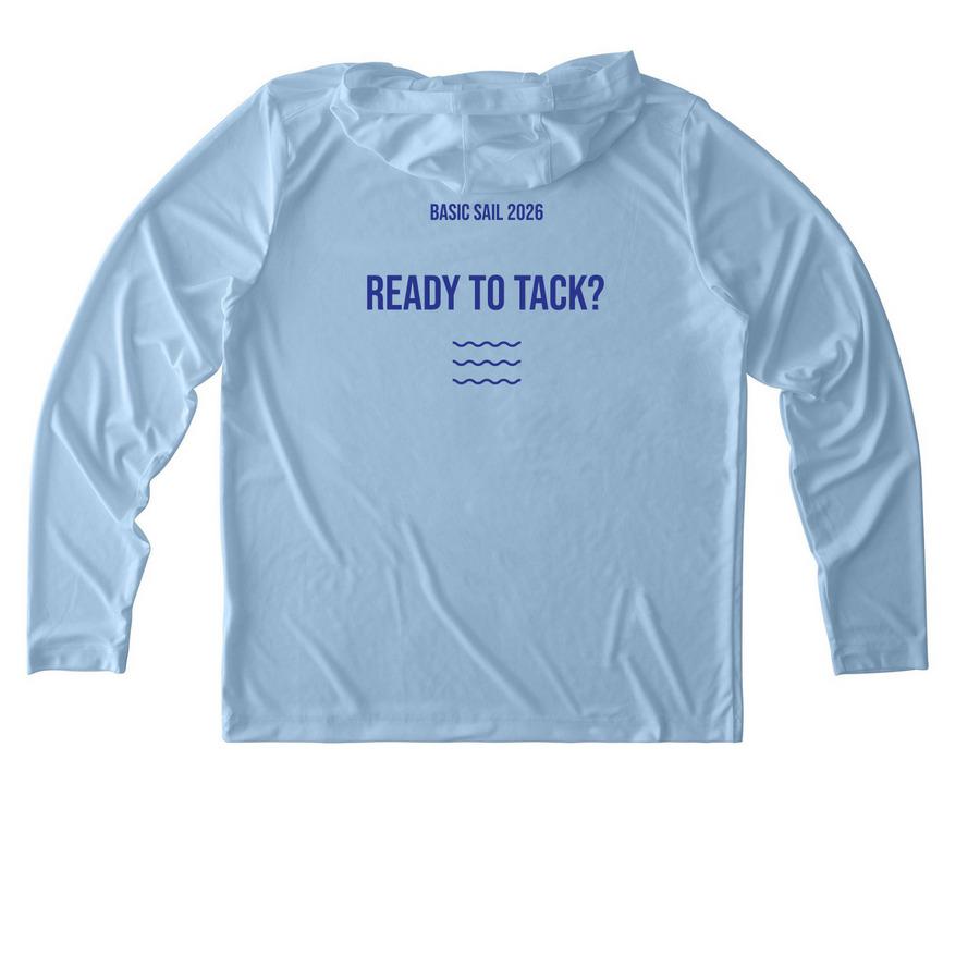 Basic Sail Gear UV Performance, a Light Blue UV Performance Long Sleeve Hoodie (back-view)