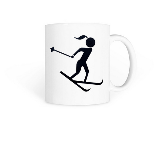 Skier Girl, a White Coffee Mug