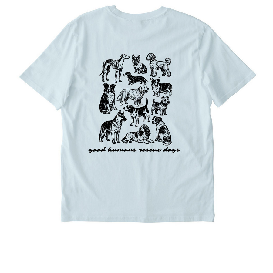 good humans rescue dogs&nbsp;, a Blue Ice Stanley/Stella Unisex Creator 2.0 Tee (back-view)