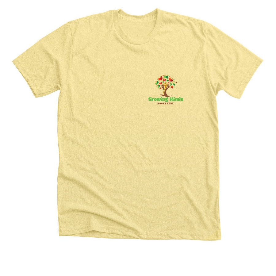 Growing Minds Bookstore, a Heather Yellow Gold Premium Unisex Tee