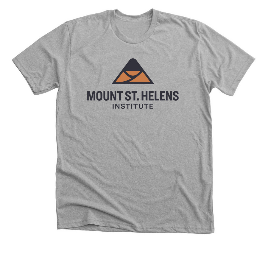 Mount St Helens Institute Logo Top, a Athletic Heather Premium Unisex Tee