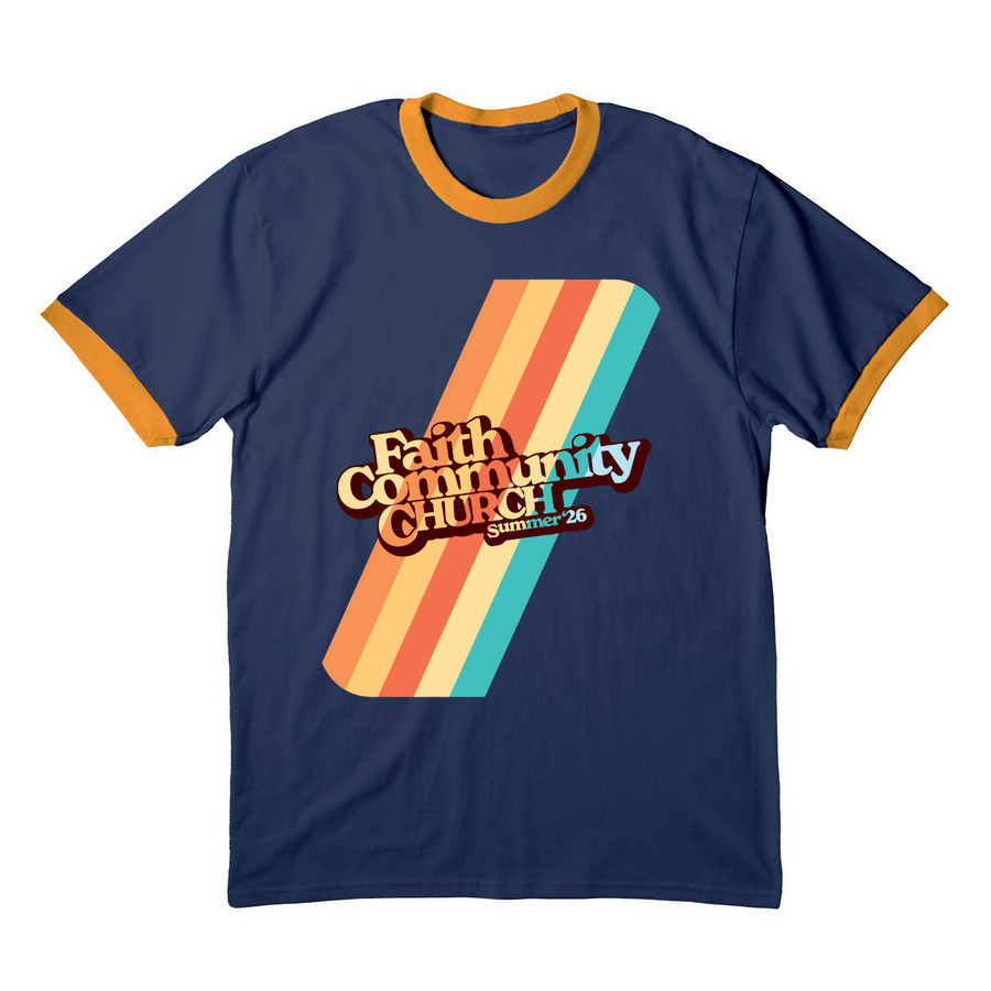 Summer of 26 T, a Navy/ Gold Cotton Ringer Tee