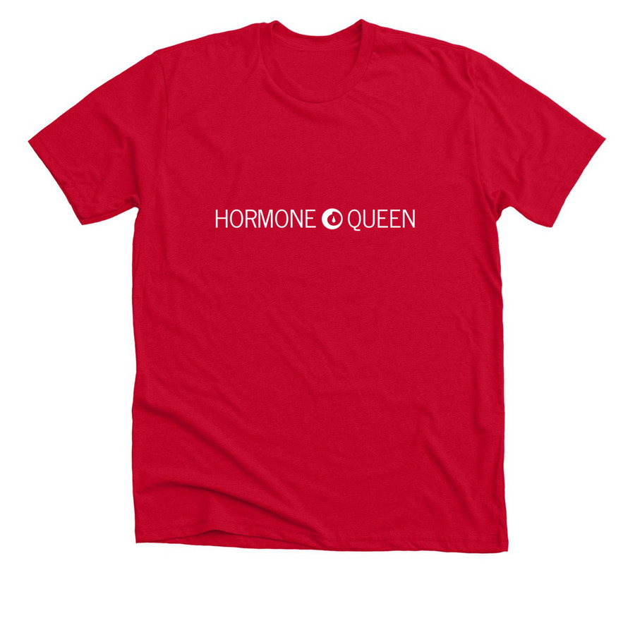 Hormone Queen - White Logo Apparel, a Solid Red Blend Premium Unisex Tee