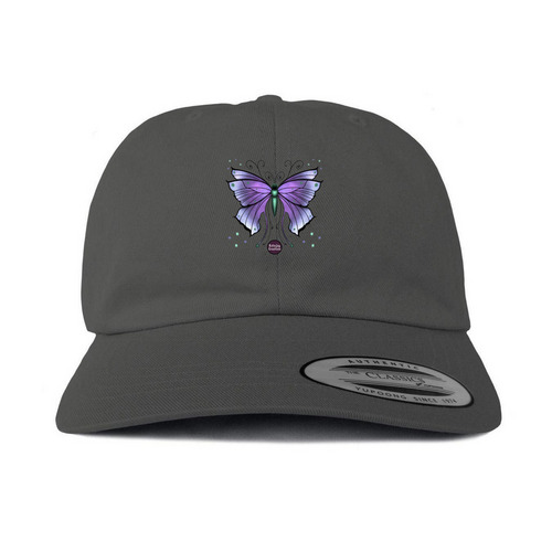 Whimsy Butterfly Purple - Hats, a Dark Gray Printed Classic Baseball Cap