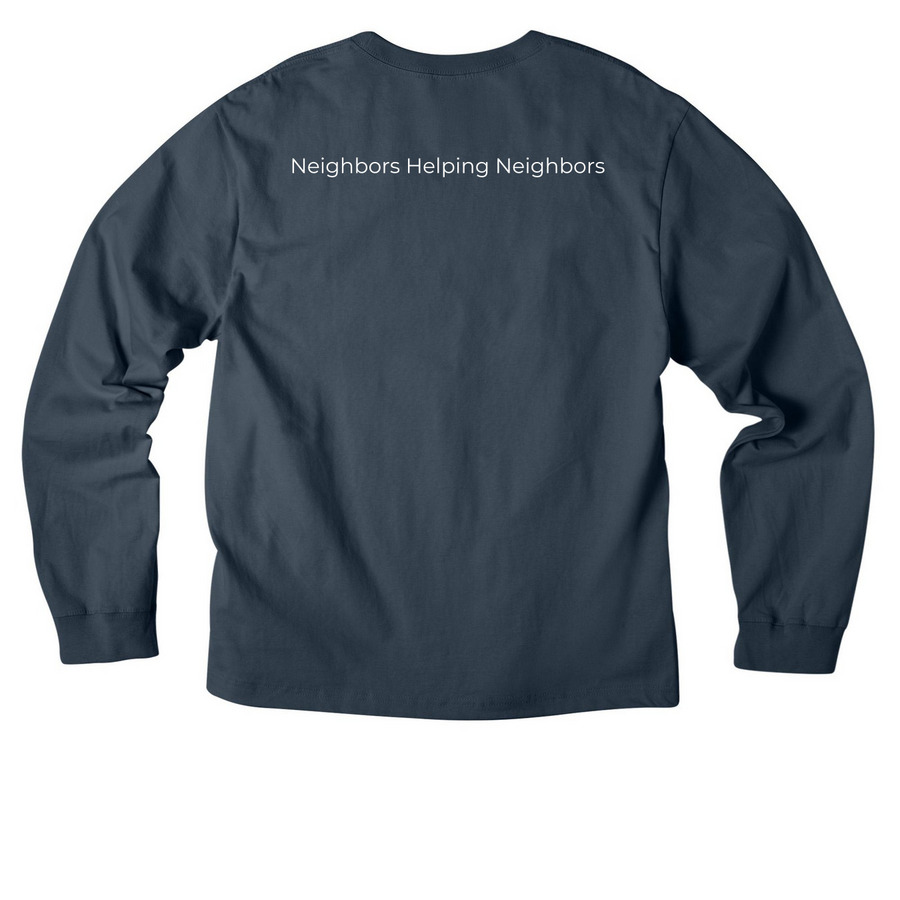 Neighbors Helping Neighbors Collection 2026, a Vintage Navy Unisex Heavyweight Long Sleeve Tee (back-view)