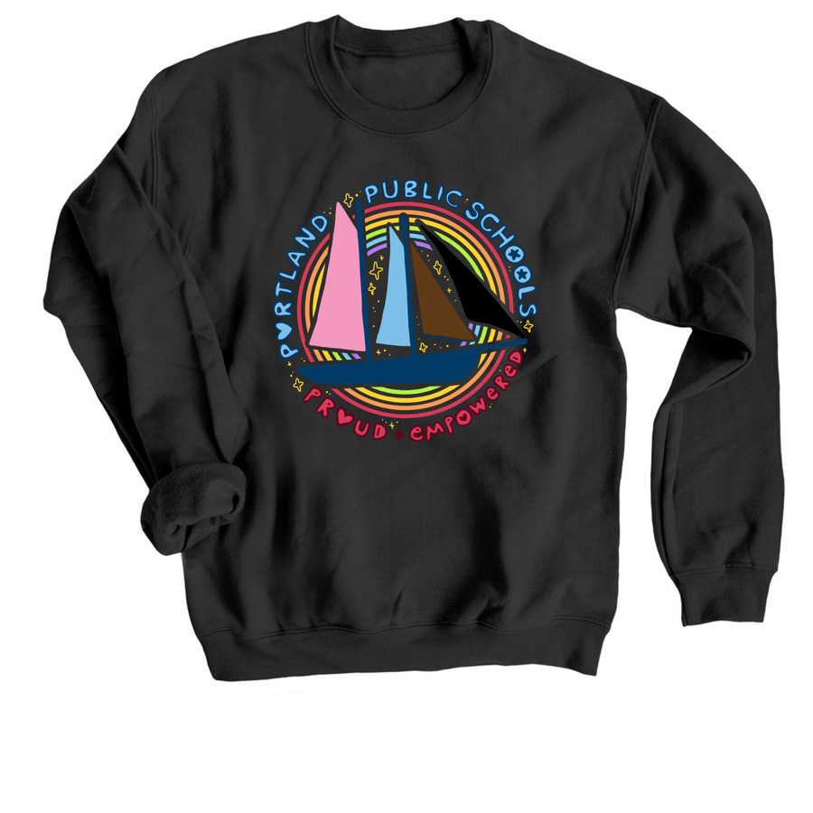 portland public schools pride, a Black Crewneck Sweatshirt