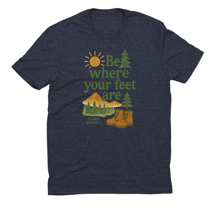 Be where your feet are, a Rebel Blue Allmade Eco Triblend Unisex Tee