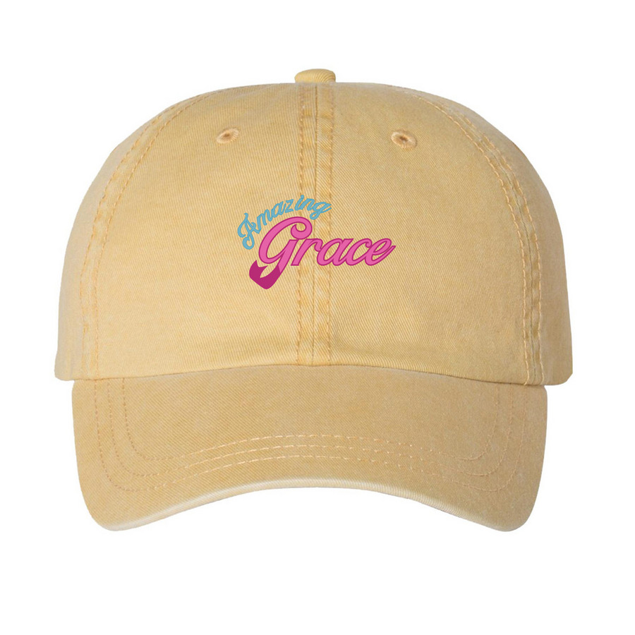 Amazing Grace | Hat Style 1, a Mustard Printed Pigment Dye Baseball Cap