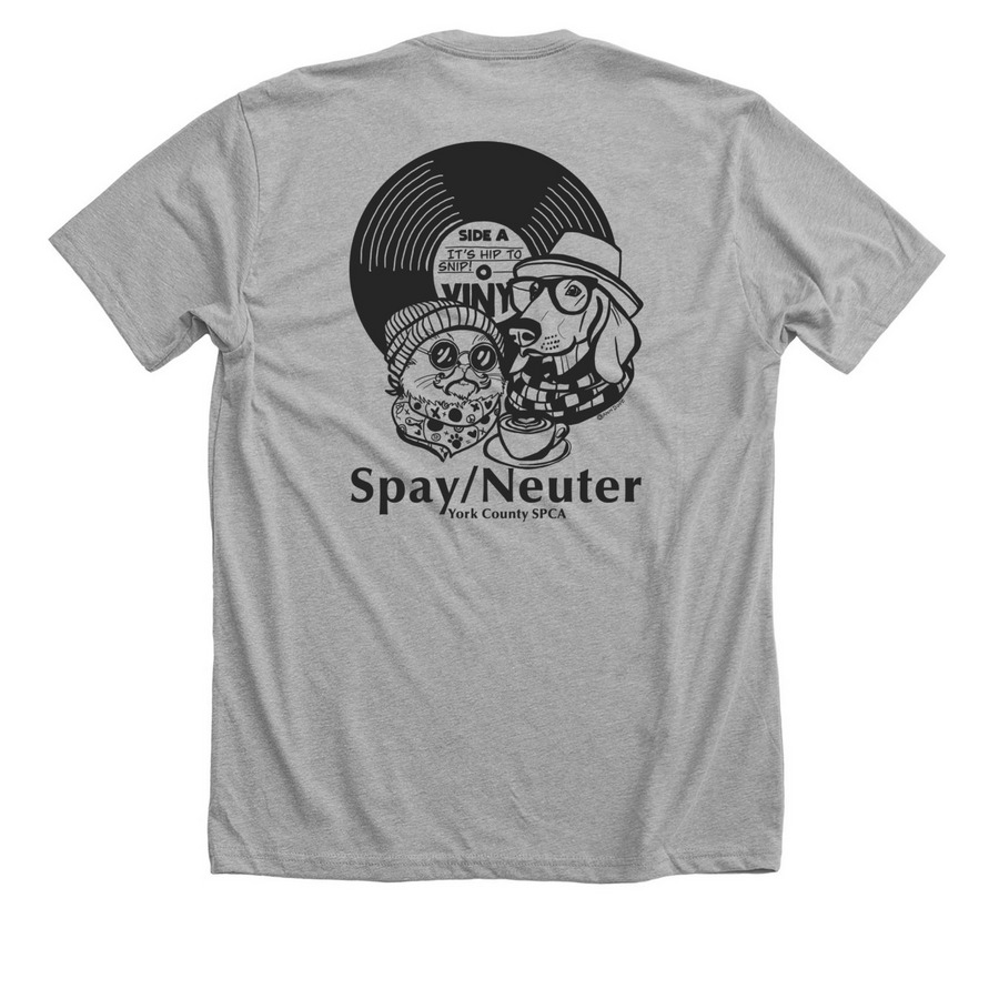 Spay & Neuter-Black, a Athletic Heather Premium Unisex Tee (back-view)